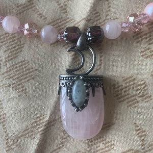Rose quartz choker set with Swarovski crystal accents earrings not included